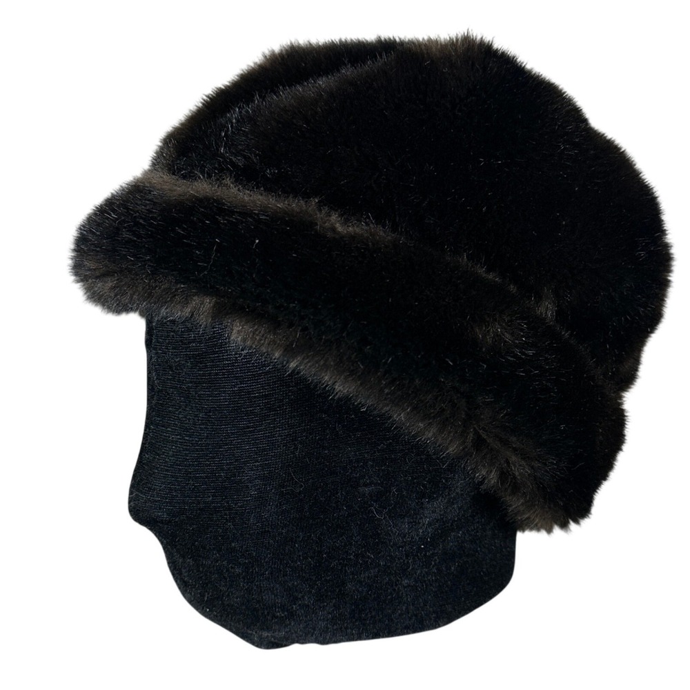 Faux Fur Trimmed Satin Hat Winter Warm luxury mob wife‎ old money vintage brown